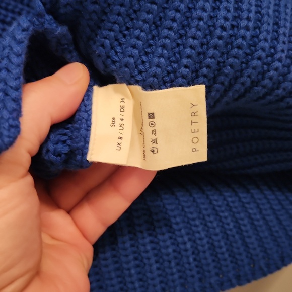 Poetry Blue Zip Up Sweater with Ribbed Knit - Picture 6 of 8